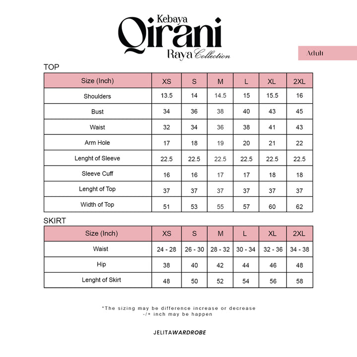 Kebaya Qirani Dewasa